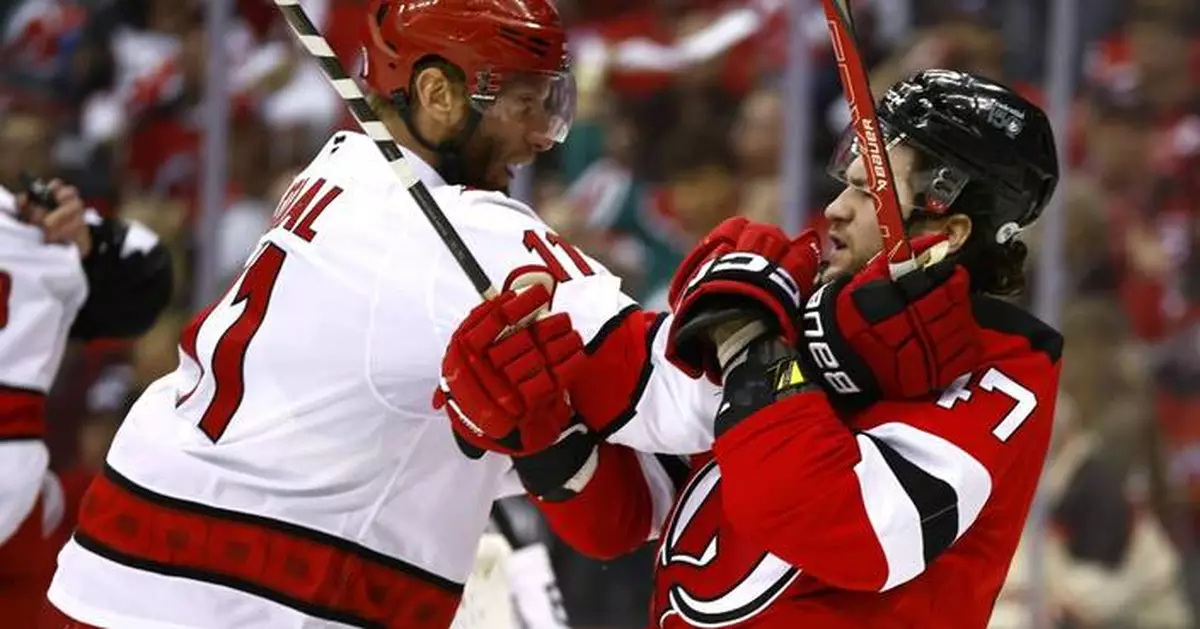 Simon Nemec scores in 2nd OT to lift Devils past Hurricanes 3-2 in Game 3