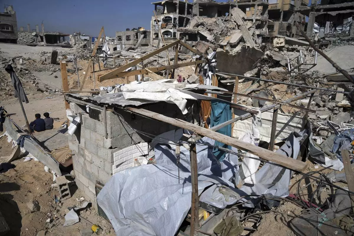 The al-Atal family's tent is seen after it was struck overnight in an Israeli airstrike that killed several family members, in the Jabalia refugee camp, Gaza City, Thursday, April 17, 2025. (AP Photo/Jehad Alshrafi)
