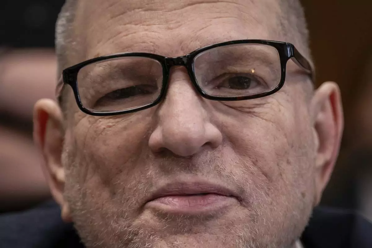 Harvey Weinstein appears in state court in Manhattan as jury selection continues in his retrial on Wednesday, April 16, 2025 in New York. (Adam Gray/Pool Photo via AP)