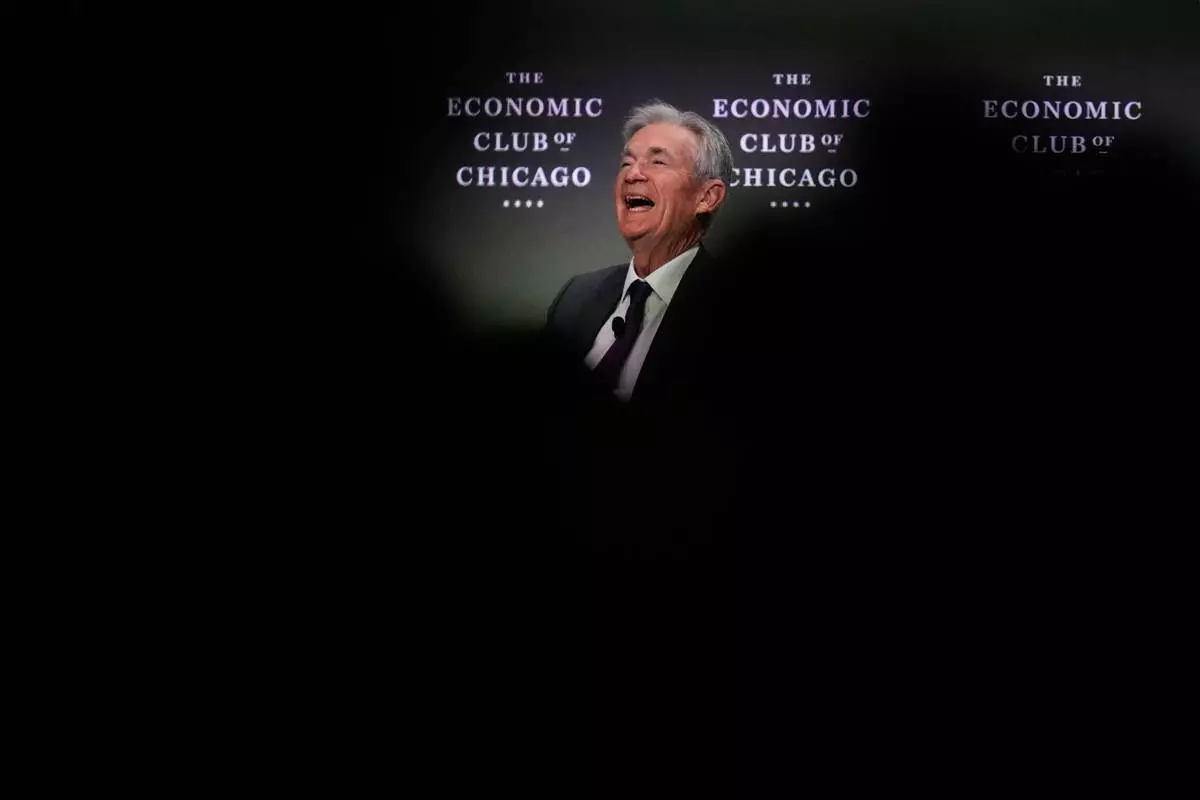 Chair of the Board of Governors of the Federal Reserve System Jerome Powell speaks during an event hosted by the Economic Club of Chicago, Wednesday, April 16, 2025, in Chicago. (AP Photo/Erin Hooley)
