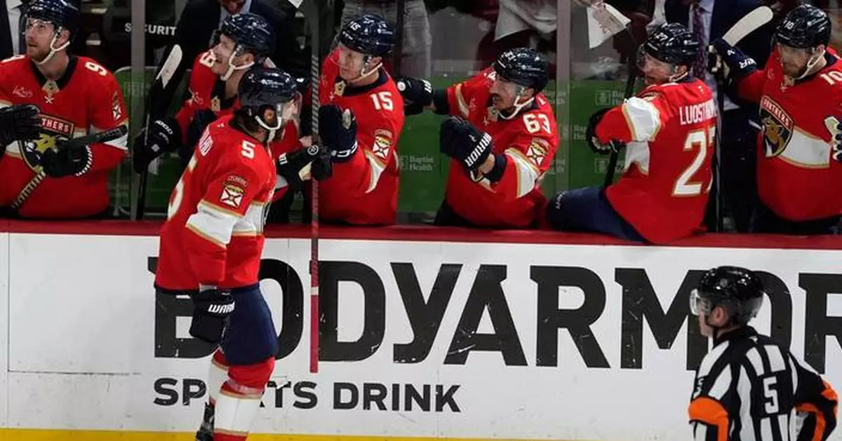 Panthers' Ekblad suspended 2 games for elbowing Lightning's Brandon Hagel in the head