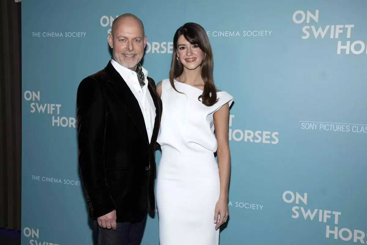 Daniel Minahan and Daisy Edgar-Jones attend a special screening of "On Swift Horses", hosted by Sony Pictures Classics and The Cinema Society, at Regal Essex Crossing on Thursday, April 17, 2025, in New York. (Photo by Charles Sykes/Invision/AP)