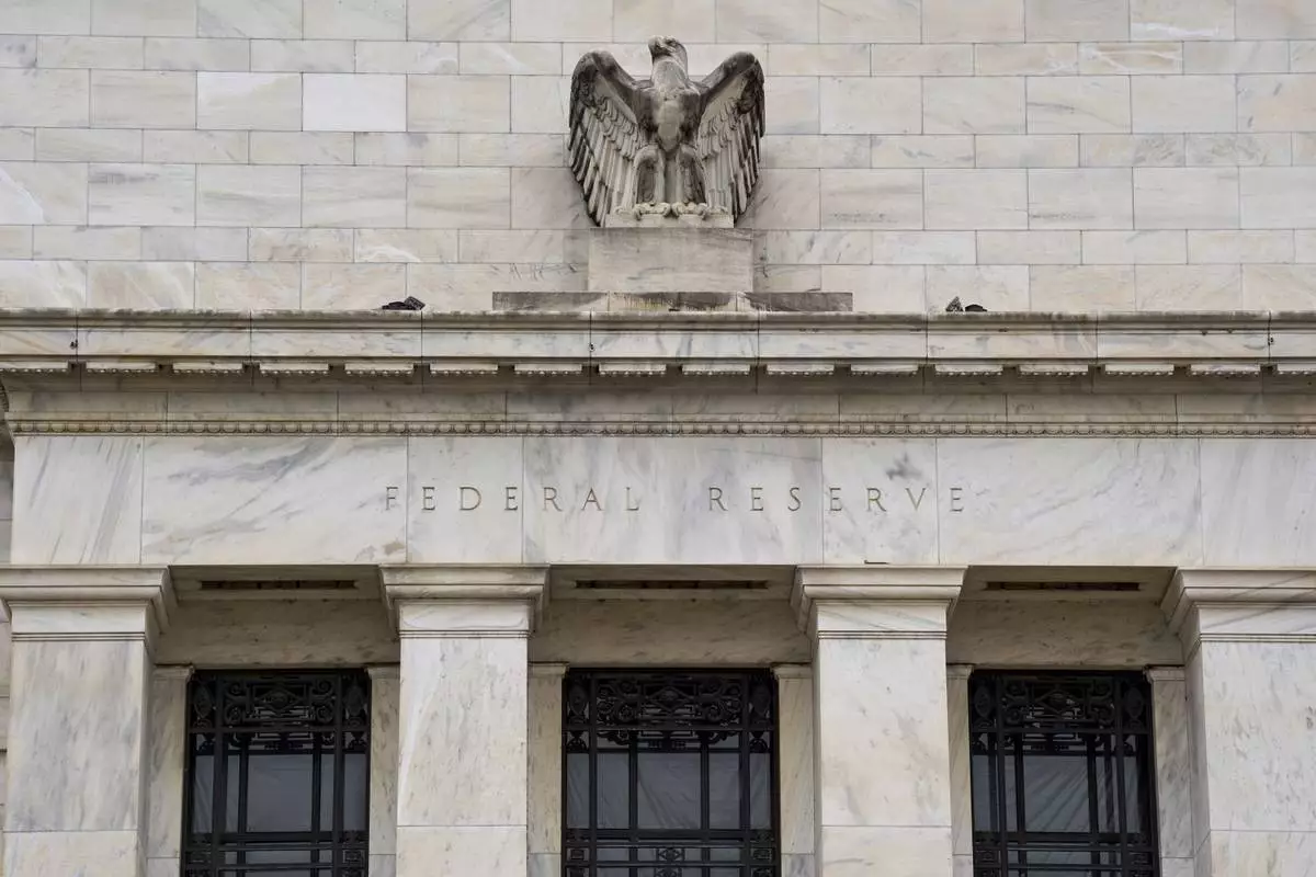 FILE - The Federal Reserve, which is under construction, is seen, Monday, April 7, 2025, in Washington. (AP Photo/Jacquelyn Martin, File)
