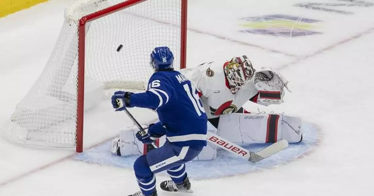 Marner leads Maple Leafs in 6-2 win over Senators in Game 1
