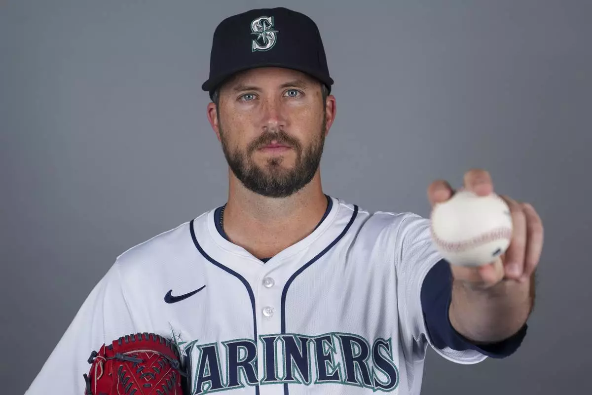 FILE - This is a 2025 photo of pitcher Drew Pomeranz of the Seattle Mariners baseball team. This image reflects the Seattle Mariners active roster as of Thursday, Feb. 20, 2025, when this image was taken. (AP Photo/Lindsey Wasson, File)