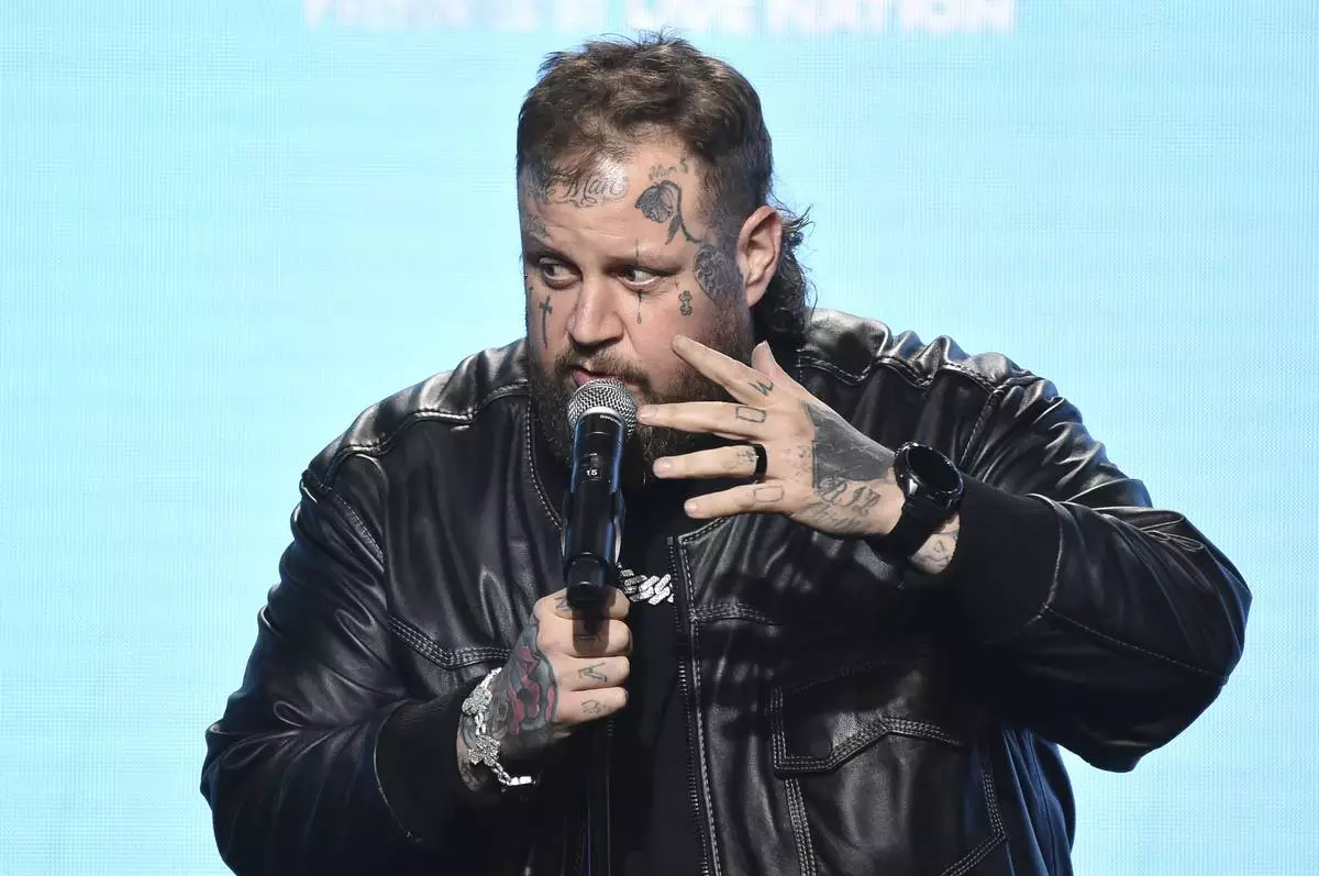 FILE - Jelly Roll onstage during the Pollstar Awards on Wednesday, April 16, 2025, at The Beverly Hilton Hotel in Beverly Hills, Calif. (Photo by Richard Shotwell/Invision/AP,File)