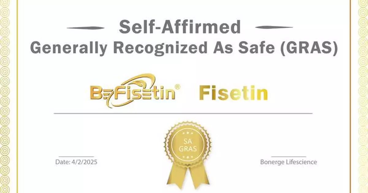 BeFisetin® Announced the Global No.1 All-Natural Fisetin With SA-GRAS Status