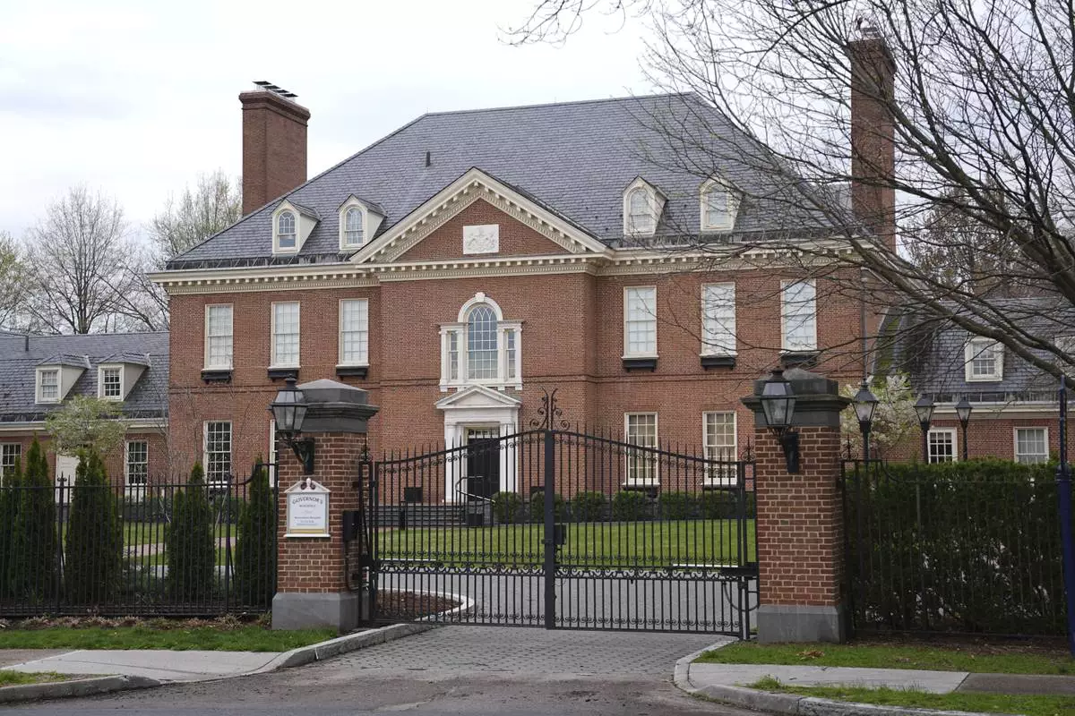 Shown is Pennsylvania governor's official residence in Harrisburg, Pa., Monday, April 14, 2025. (AP Photo/Matt Rourke)