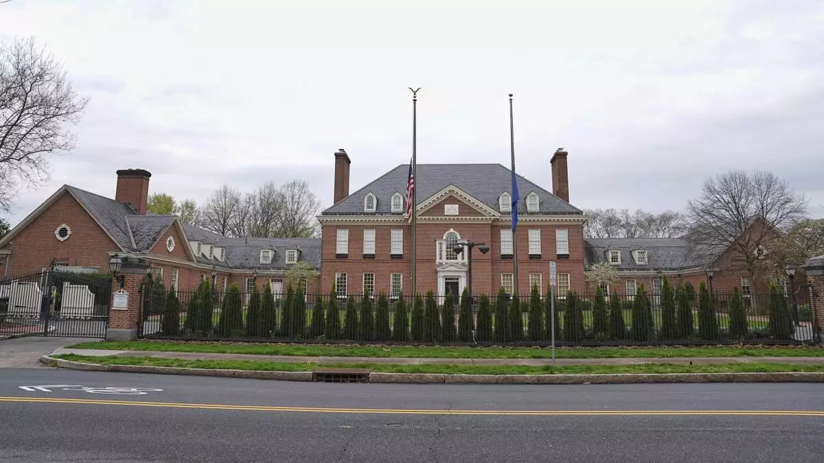Shown is Pennsylvania governor's official residence in Harrisburg, Pa., Monday, April 14, 2025. (AP Photo/Matt Rourke)