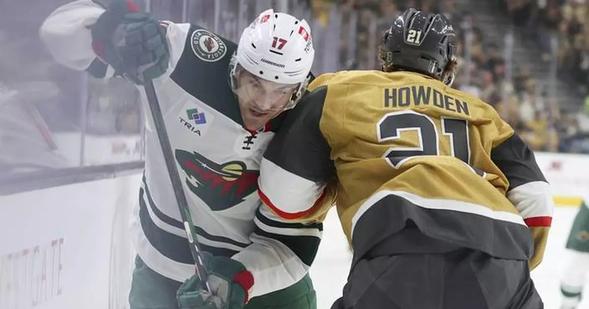 Howden scores twice and Golden Knights beat Wild 4-2 in Game 1