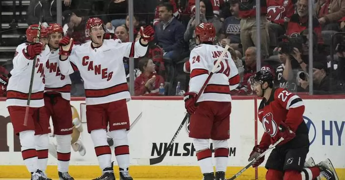 Svechnikov scores 3 goals as Hurricanes beat Devils 5-2 to take 3-1 series lead