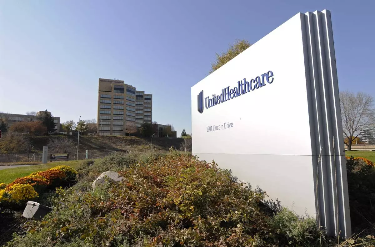 FILE - This Oct. 16, 2012, file photo, shows a portion of the UnitedHealth Group Inc.'s campus in Minnetonka, Minn. (AP Photo/Jim Mone, File)