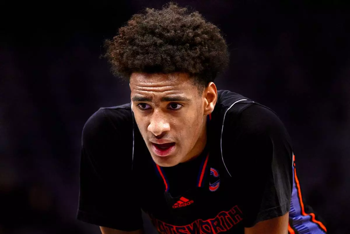 Chatsworth High School basketball player Alijah Arenas prepares to shoot a free throw in the second half of a boys CIF State Division II championship basketball game in Sacramento, Saturday, March 15, 2025. (Keith Birmingham/The Orange County Register via AP)