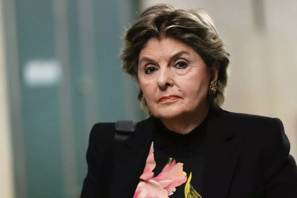 Attorney Gloria Allred returns to court following a break during Harvey Weinstein's retrial at Manhattan criminal court, Wednesday, April 23, 2025, in New York. (AP Photo/Julia Demaree Nikhinson)