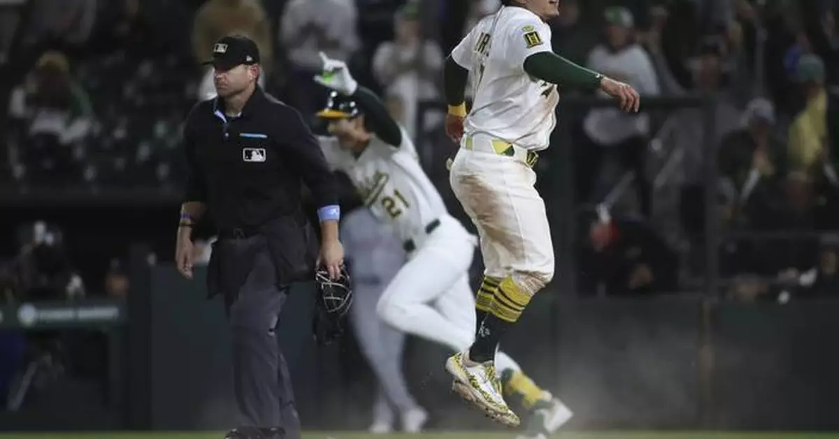 A's score twice in ninth to beat Rangers 4-3