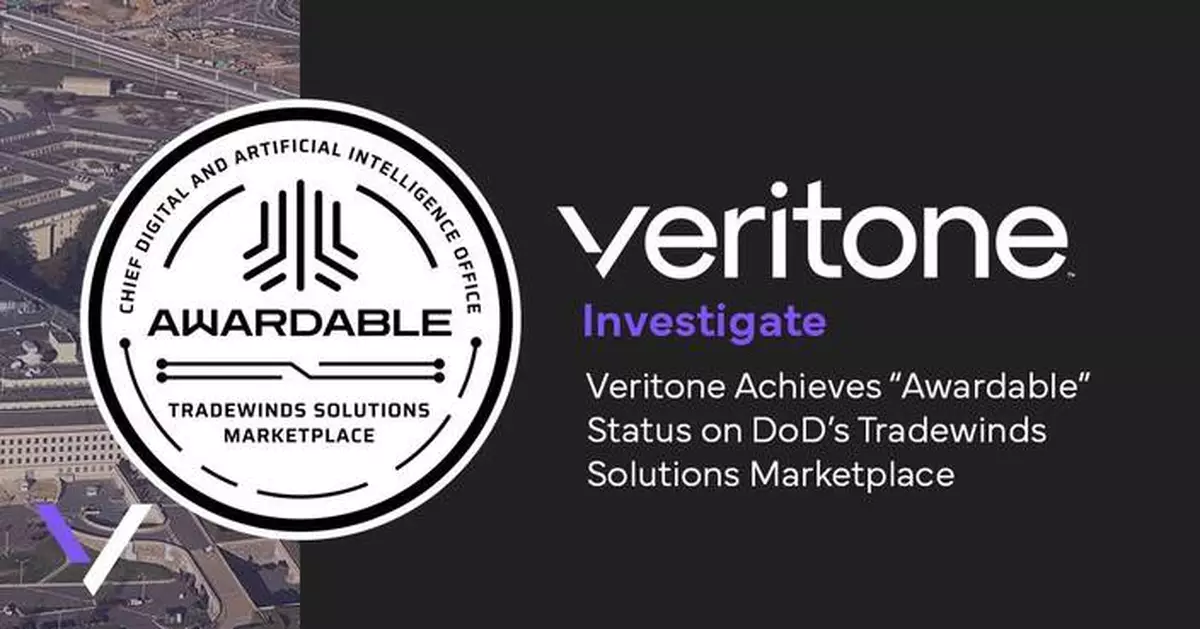 Veritone Achieves “Awardable” Status on DoD’s Tradewinds Solutions Marketplace with AI-Powered Investigate Solution
