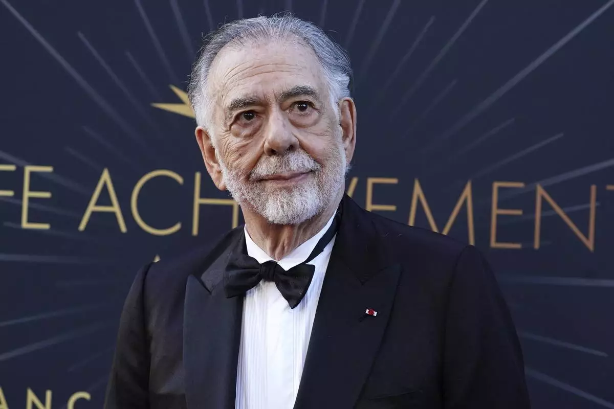 Francis Ford Coppola arrives at the 50th AFI Life Achievement Award tribute to him on Saturday, April 26, 2025, at the Dolby Theatre in Los Angeles. (Photo by Jordan Strauss/Invision/AP)