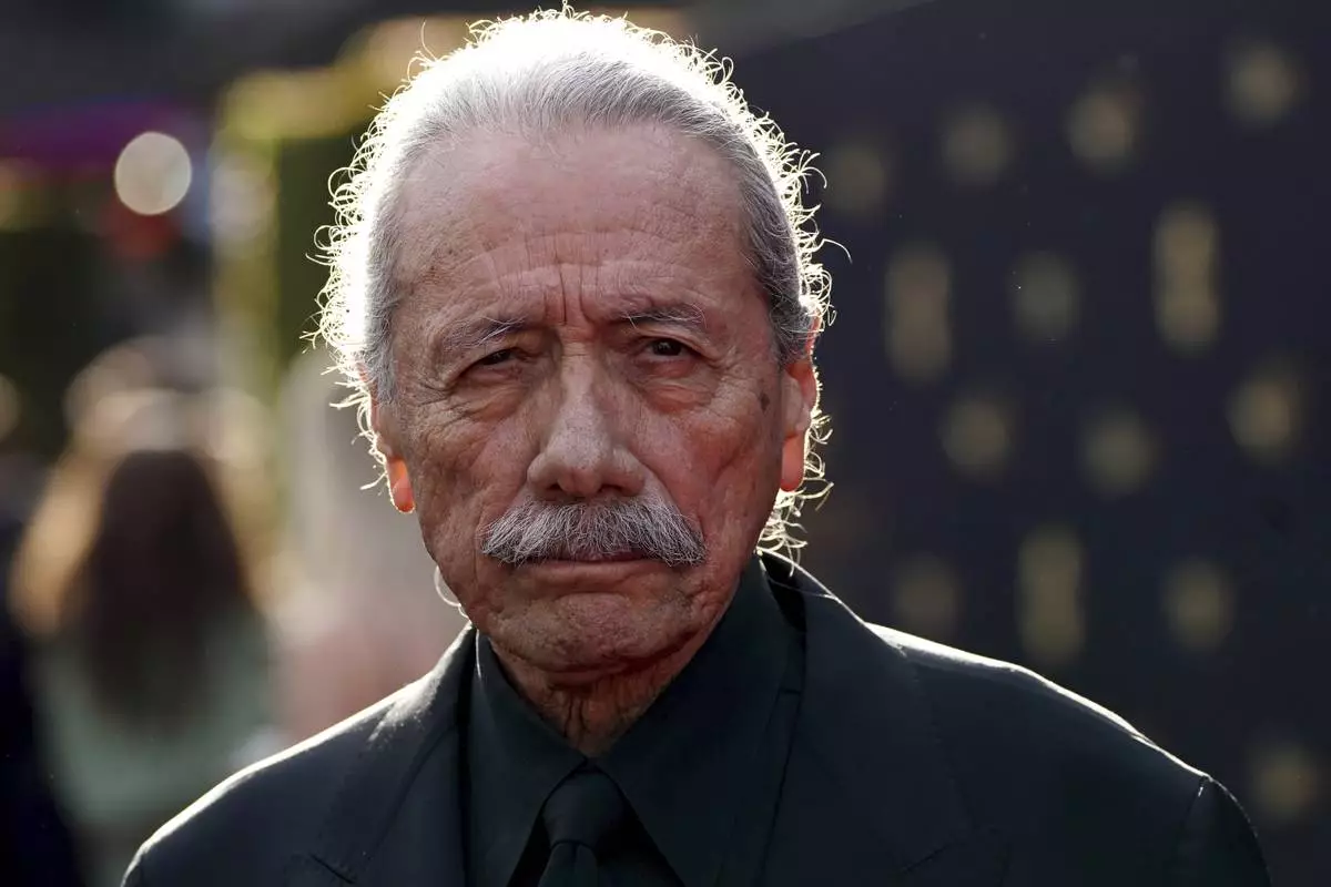 Edward James Olmos arrives at the 50th AFI Life Achievement Award tribute to Francis Ford Coppola on Saturday, April 26, 2025, at the Dolby Theatre in Los Angeles. (Photo by Jordan Strauss/Invision/AP)