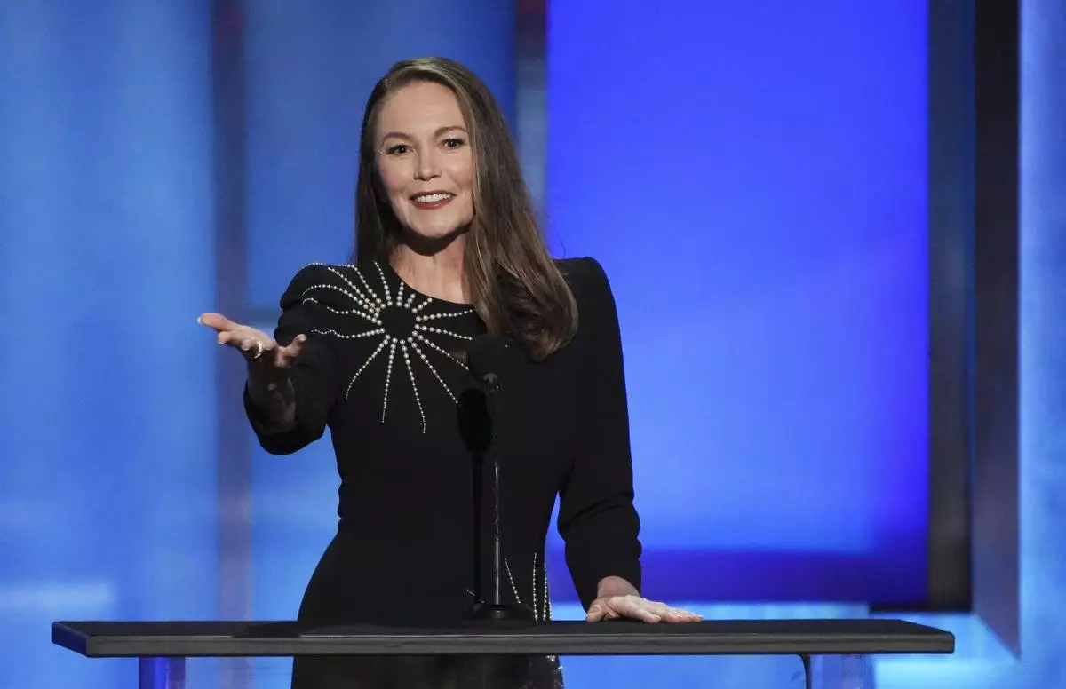 Actor Diane Lane makes remarks during the 50th AFI Life Achievement Award tribute to Francis Ford Coppola on Saturday, April 26, 2025, at the Dolby Theatre in Los Angeles. (AP Photo/Chris Pizzello)