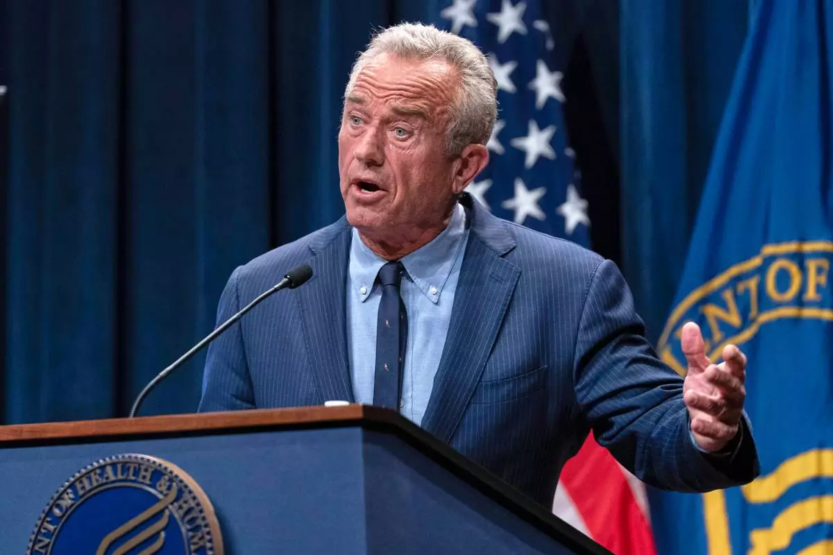 Health and Human Services Secretary Robert F. Kennedy Jr. speaks during a news conference on the Autism report by the CDC at the Hubert Humphrey Building Auditorium in Washington, Wednesday, April 16, 2025. (AP Photo/Jose Luis Magana)