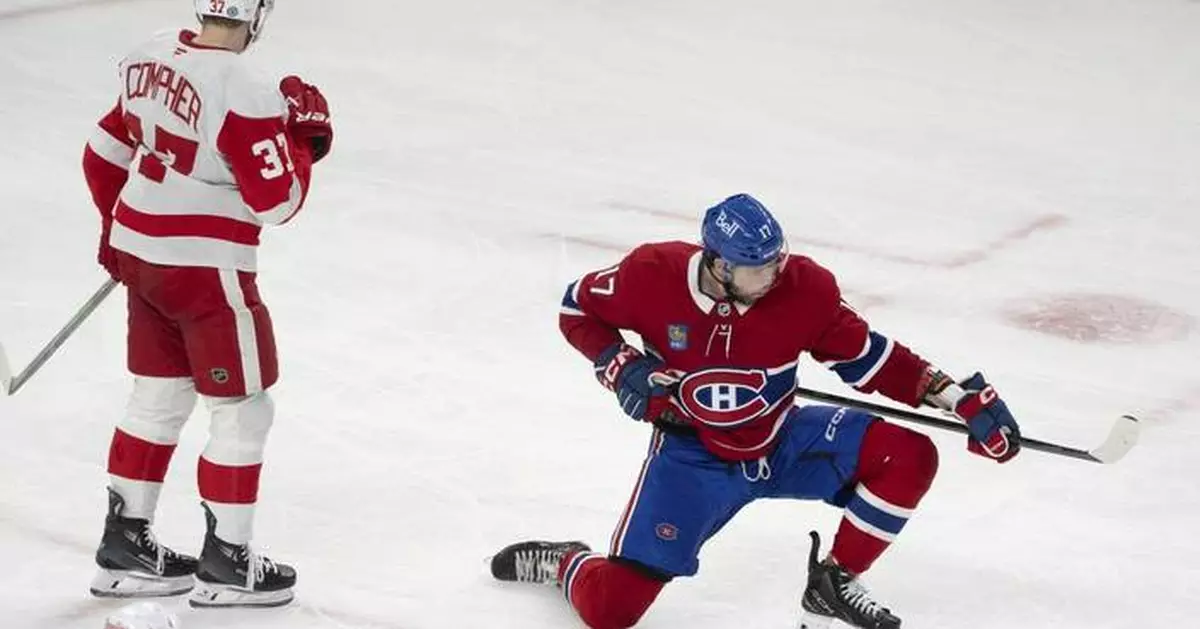 Montembeault, Anderson lift Canadiens over Red Wings 4-1 for sixth straight win