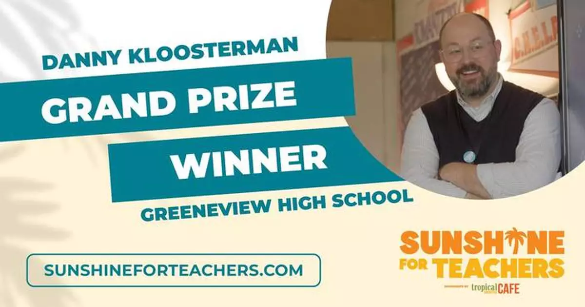 Ohio Teacher Wins $10K Summer Getaway and Other Prizes in Tropical Smoothie Cafe® Sunshine for Teachers Contest; 19 Other Teachers and Their Schools Also Prize Winners