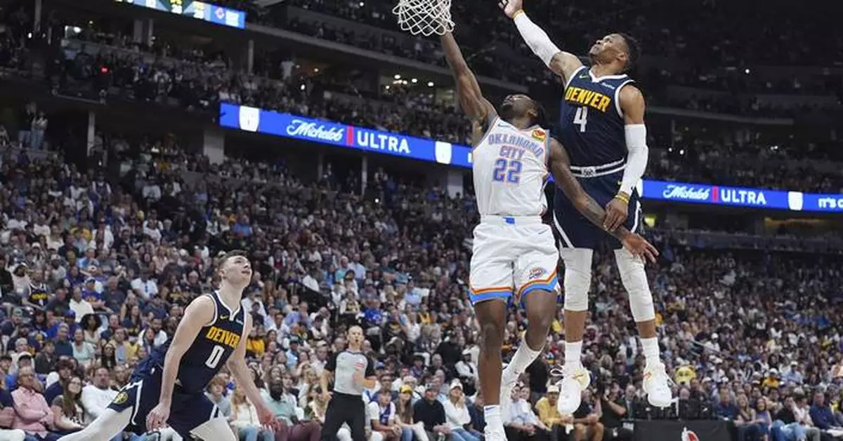 Shai Gilgeous-Alexander scores 25 points and leads Thunder past Denver 92-87 to tie series 2-2