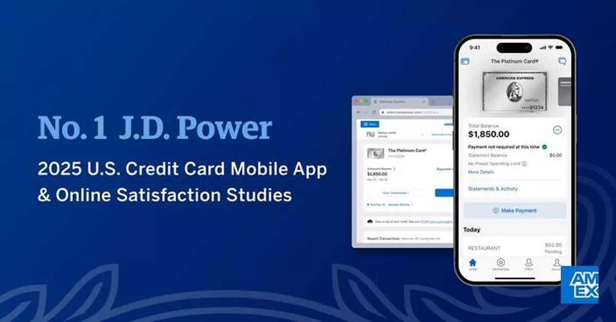 American Express Ranks No. 1 in the J.D. Power U.S. Credit Card Mobile App and Online Satisfaction Studies