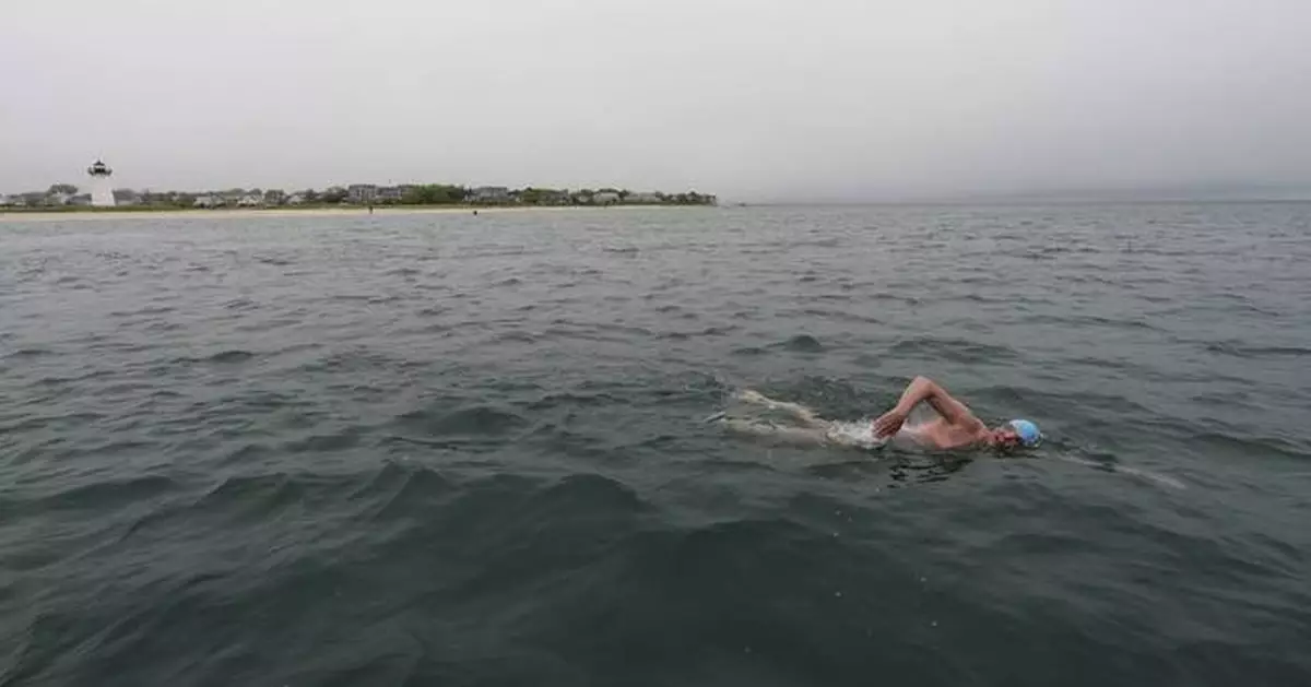 AP PHOTOS: Athlete to attempt first-ever swim around Martha's Vineyard ahead of 'Jaws' anniversary
