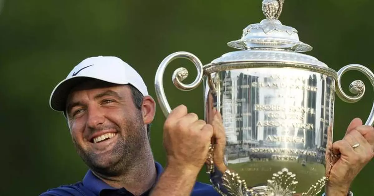 AP PHOTOS: Scheffler pulls away to win PGA Championship for third major title