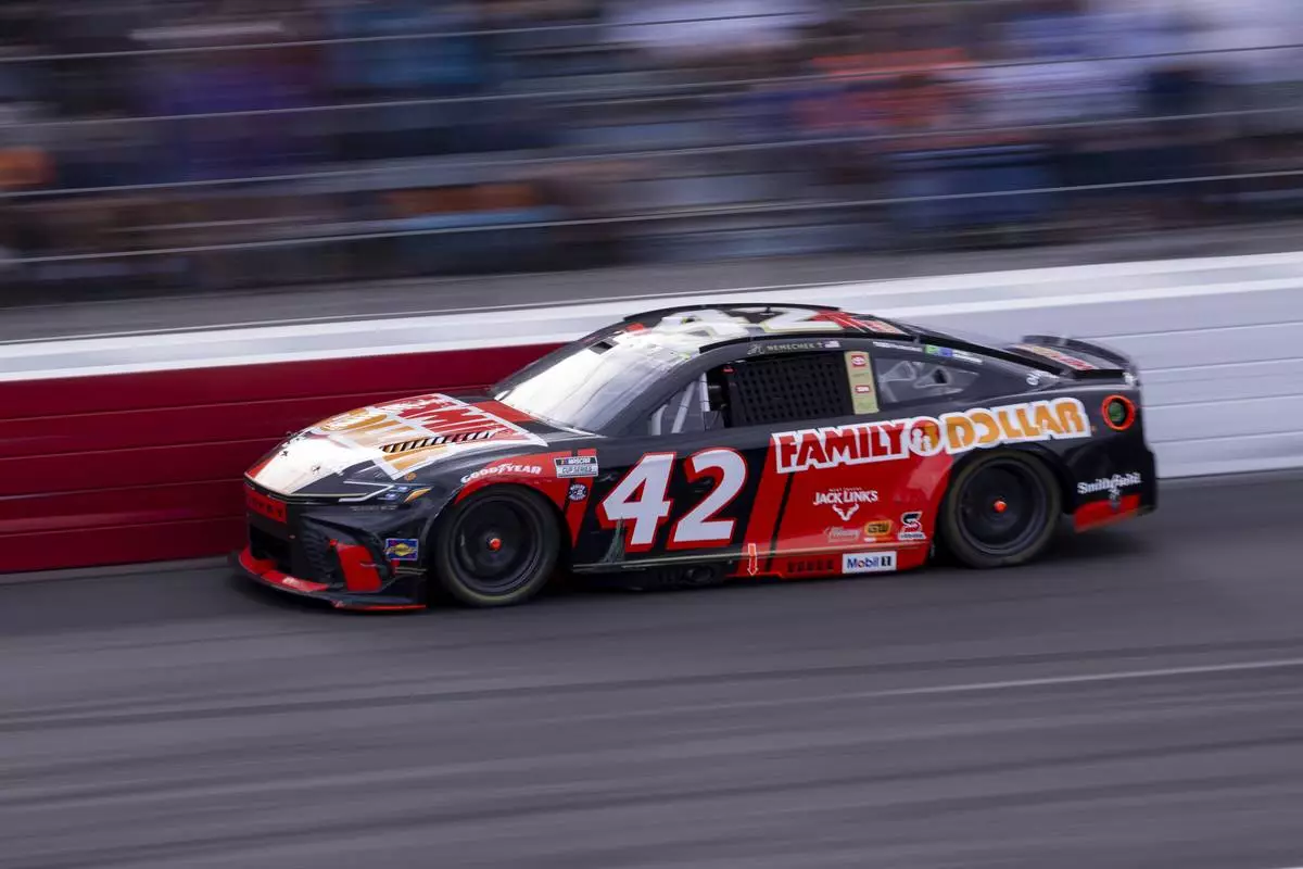 John Hunter Nemechek competes during the NASCAR All-Star Open auto race Sunday, May 18, 2025, in North Wilkesboro, N.C. (AP Photo/Scott Kinser)