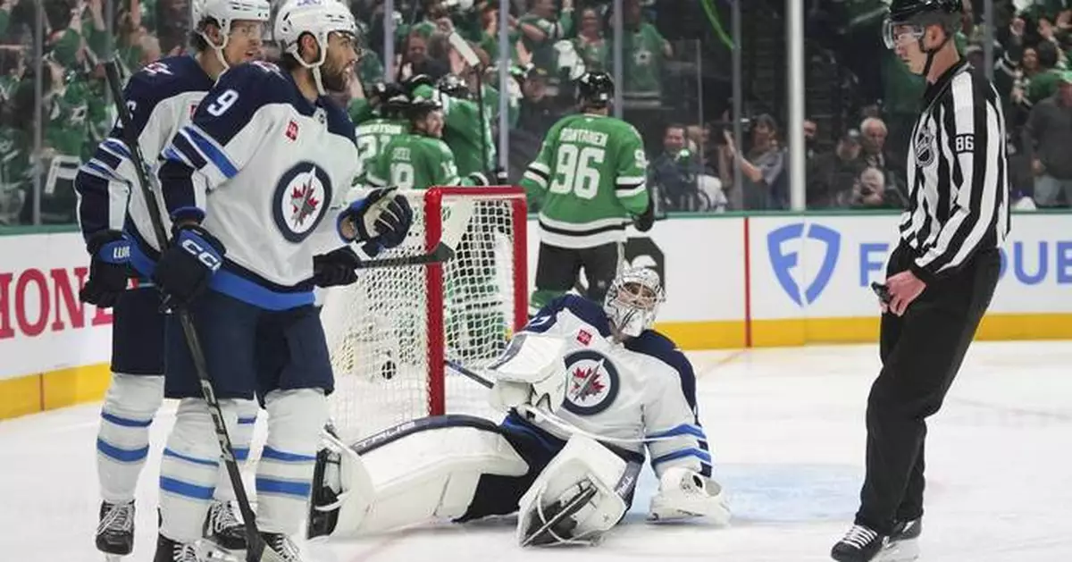Stars get disputed goal off Petrovic's skate to take series lead over top-seeded Jets