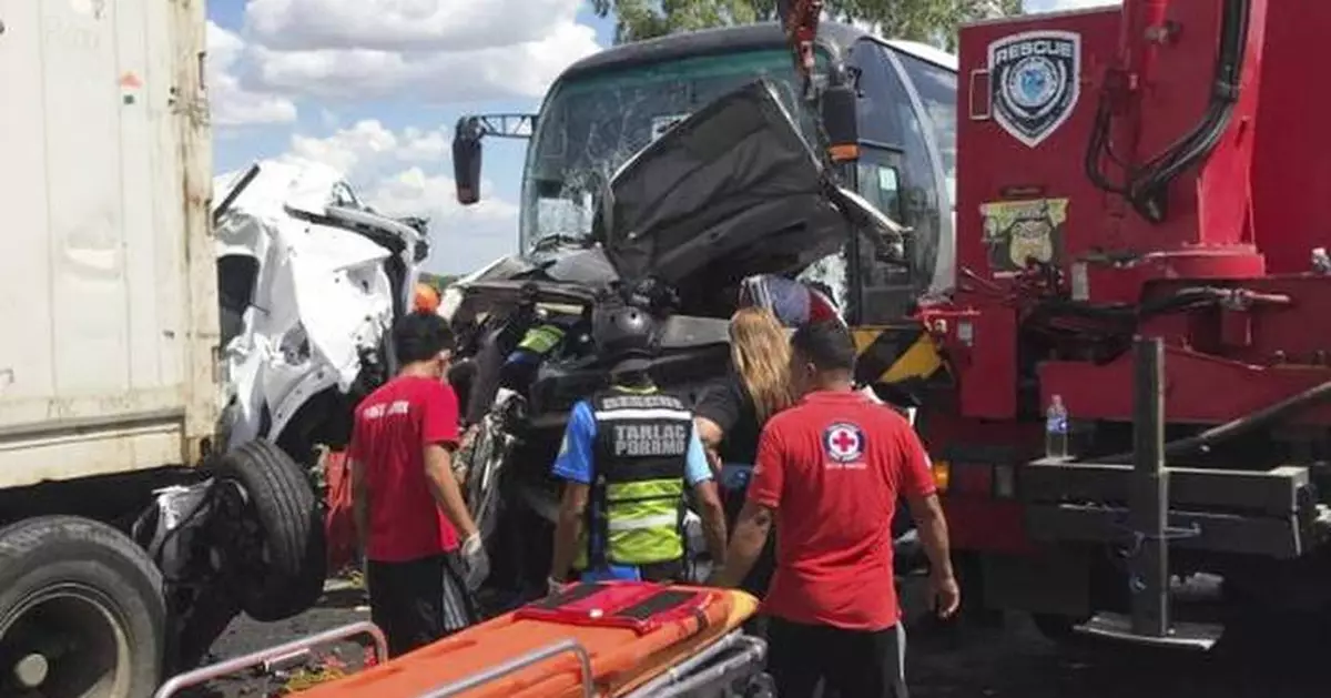 10 killed in Philippines when passenger bus slams into vehicles at a toll booth