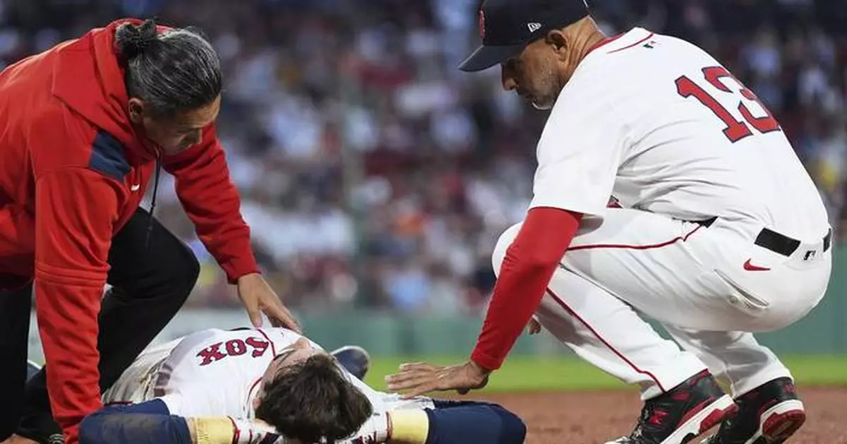 Red Sox 1B Triston Casas carried off on stretcher after awkward fall in game with Twins