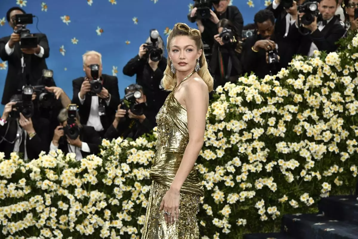 Gigi Hadid attends The Metropolitan Museum of Art's Costume Institute benefit gala celebrating the opening of the "Superfine: Tailoring Black Style" exhibition on Monday, May 5, 2025, in New York. (Photo by Evan Agostini/Invision/AP)