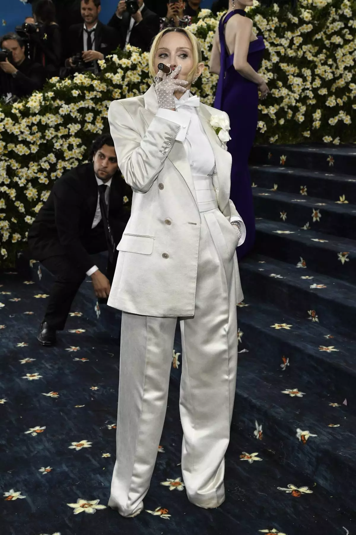 Madonna attends The Metropolitan Museum of Art's Costume Institute benefit gala celebrating the opening of the "Superfine: Tailoring Black Style" exhibition on Monday, May 5, 2025, in New York. (Photo by Evan Agostini/Invision/AP)