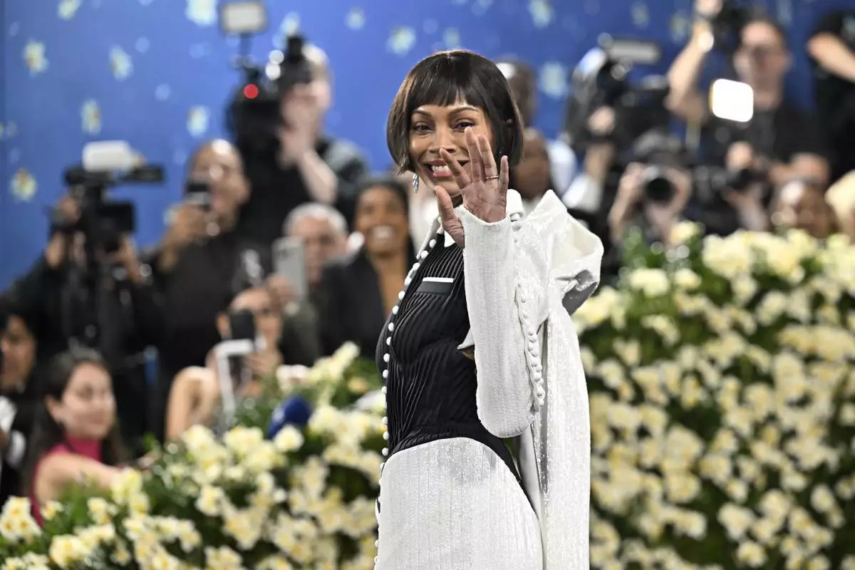 Zoe Saldana attends The Metropolitan Museum of Art's Costume Institute benefit gala celebrating the opening of the "Superfine: Tailoring Black Style" exhibition on Monday, May 5, 2025, in New York. (Photo by Evan Agostini/Invision/AP)