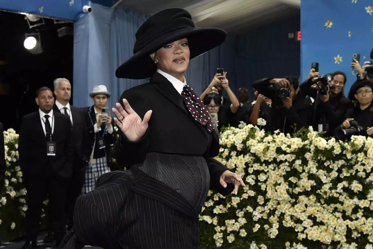 Rihanna attends The Metropolitan Museum of Art's Costume Institute benefit gala celebrating the opening of the "Superfine: Tailoring Black Style" exhibition on Monday, May 5, 2025, in New York. (Photo by Evan Agostini/Invision/AP)