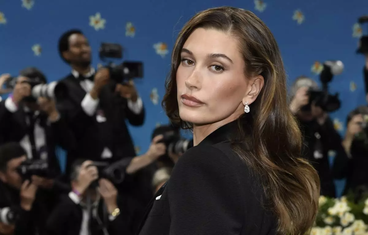 Hailey Bieber attends The Metropolitan Museum of Art's Costume Institute benefit gala celebrating the opening of the "Superfine: Tailoring Black Style" exhibition on Monday, May 5, 2025, in New York. (Photo by Evan Agostini/Invision/AP)