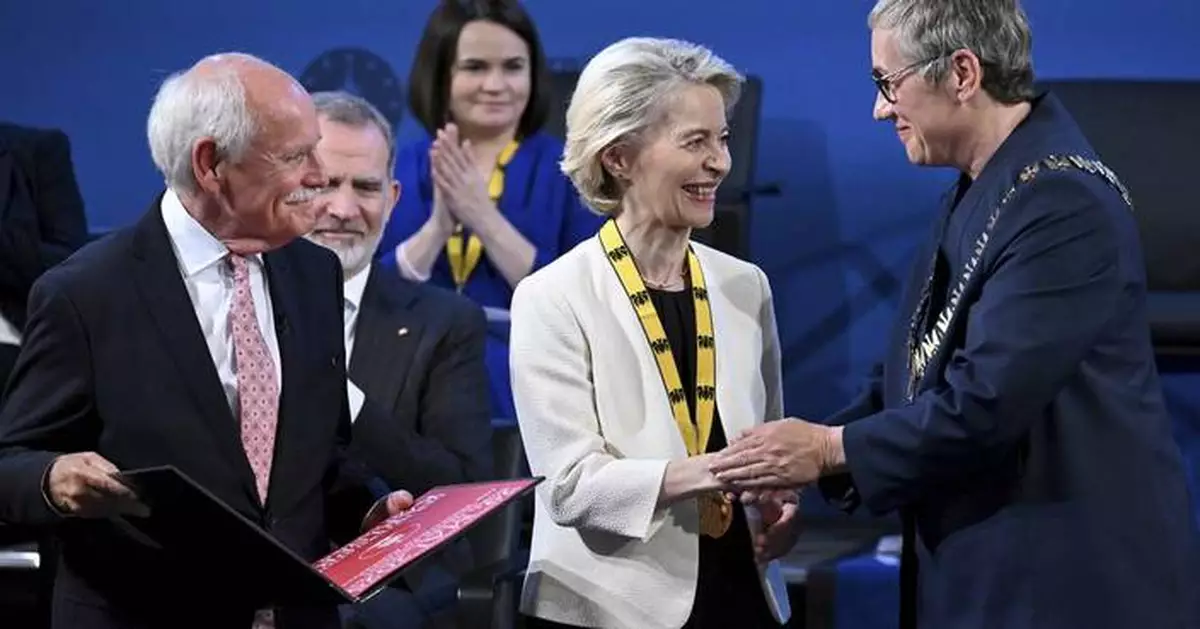 Ursula von der Leyen honored with award for contributions to European unity