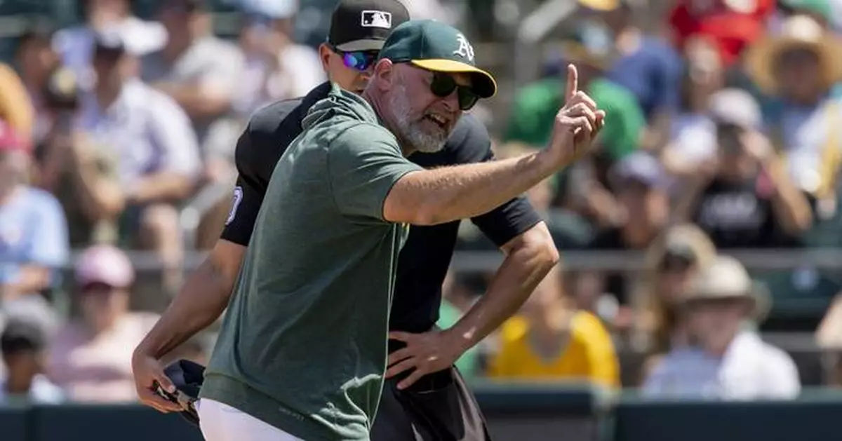 A's manager Mark Kotsay and third baseman Miguel Andujar ejected after arguing called strike