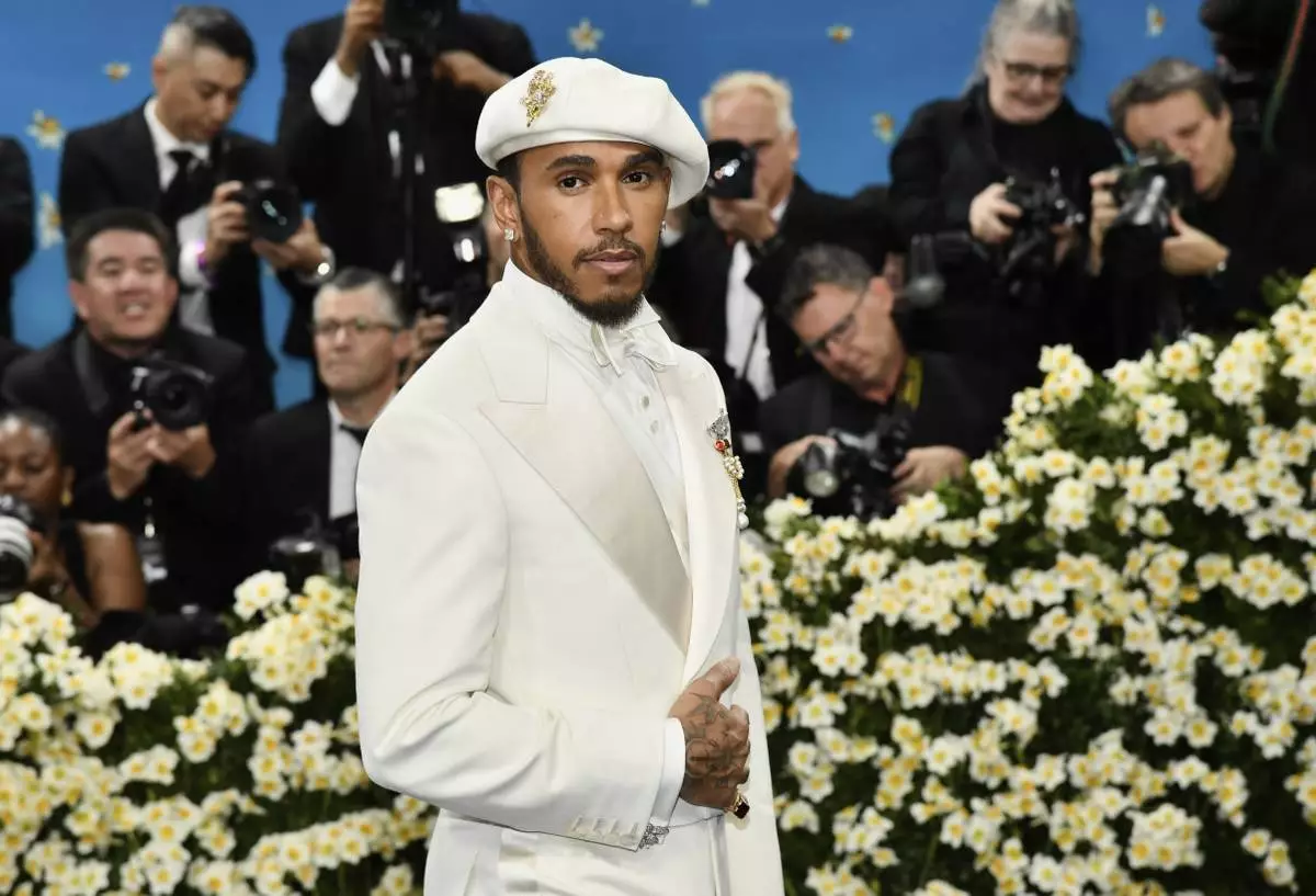 Lewis Hamilton attends The Metropolitan Museum of Art's Costume Institute benefit gala celebrating the opening of the "Superfine: Tailoring Black Style" exhibition on Monday, May 5, 2025, in New York. (Photo by Evan Agostini/Invision/AP)