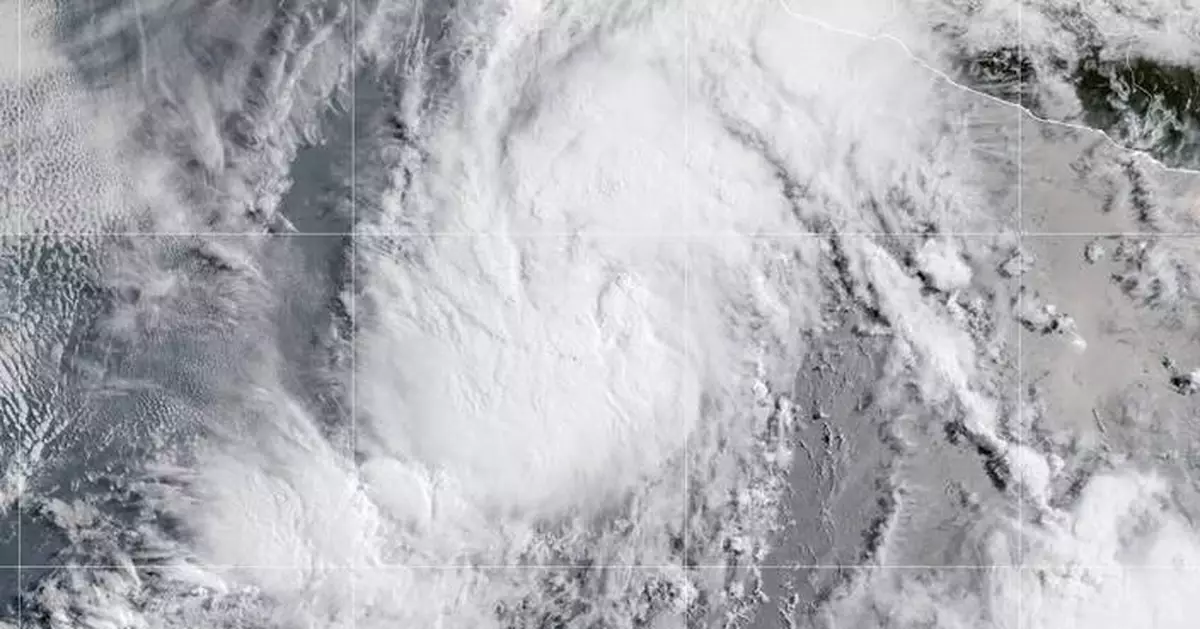 Tropical Storm Alvin swirls in the Pacific Ocean off the coast of western Mexico