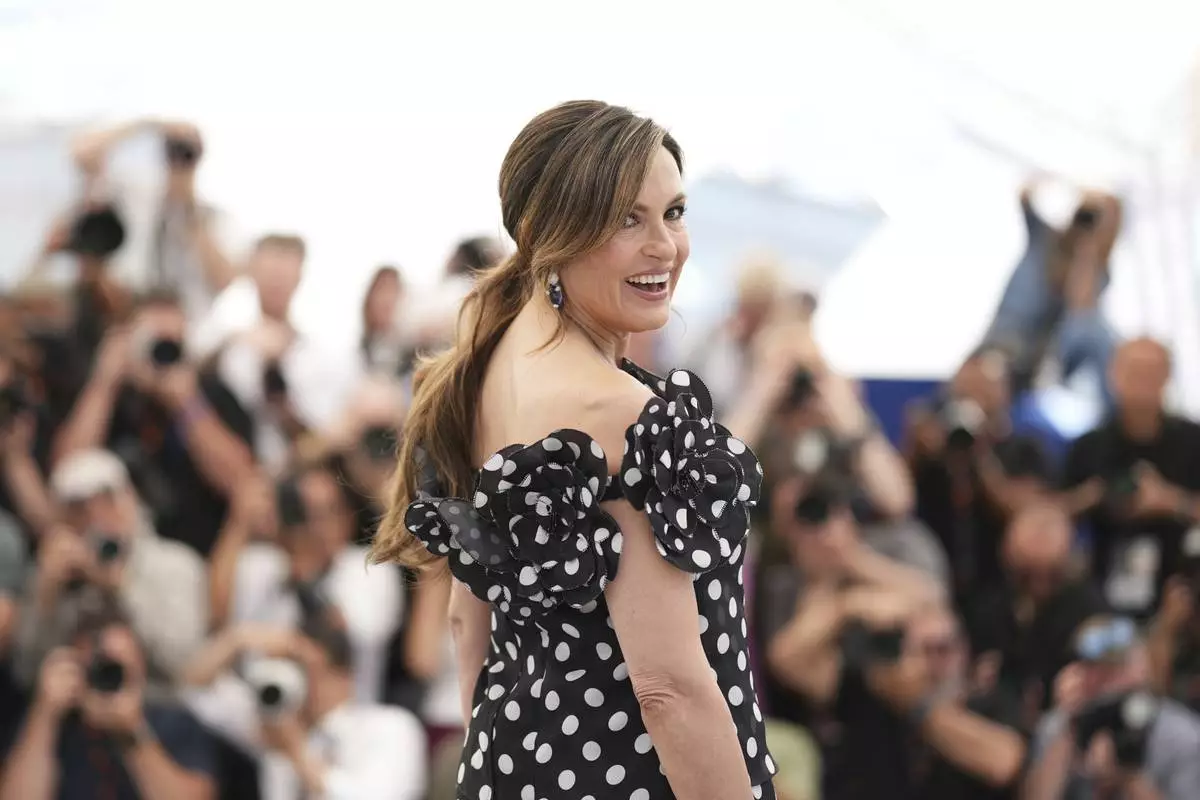 Mariska Hargitay poses for photographers at the photo call for the film 'My Mom Jayne' at the 78th international film festival, Cannes, southern France, Sunday, May 18, 2025. (Photo by Scott A Garfitt/Invision/AP)