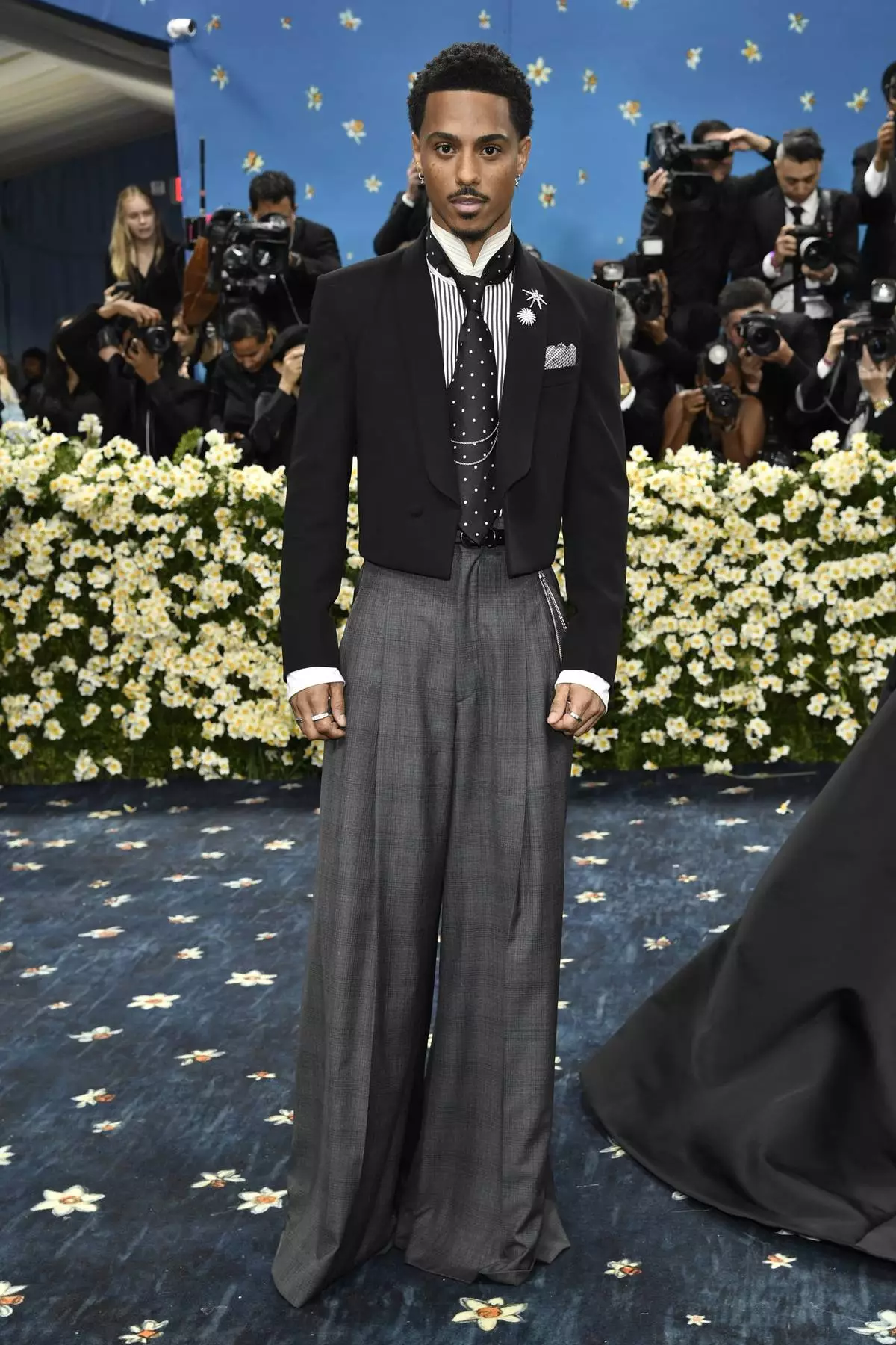 Keith Powers attends The Metropolitan Museum of Art's Costume Institute benefit gala celebrating the opening of the "Superfine: Tailoring Black Style" exhibition on Monday, May 5, 2025, in New York. (Photo by Evan Agostini/Invision/AP)