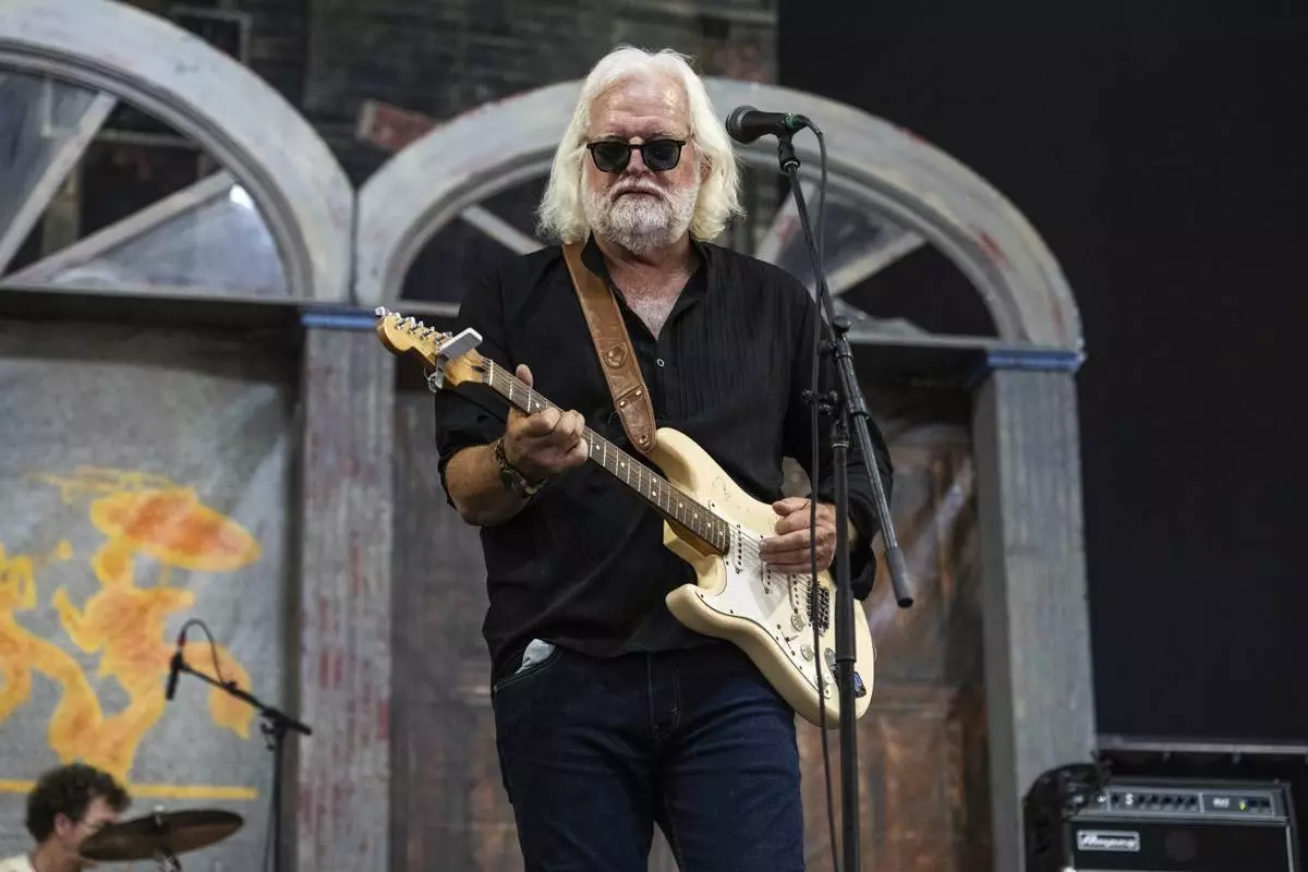 Johnny Sansone of the Johnny Sansone Band performs during the first weekend of the New Orleans Jazz &amp; Heritage Festival on Friday, April 25, 2025, at Fair Grounds Race Course in New Orleans. (Photo by Amy Harris/Invision/AP)