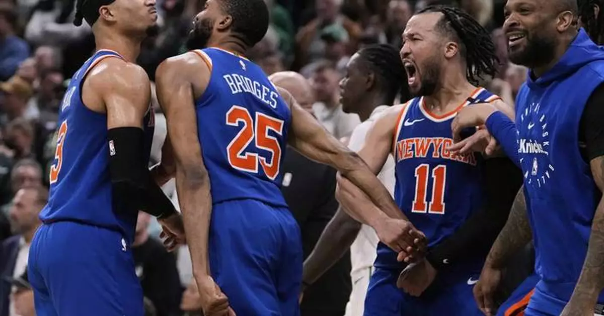 Knicks come from 20 down, beat Celtics 108-105 in OT as Bridges' steal preserves Game 1 win
