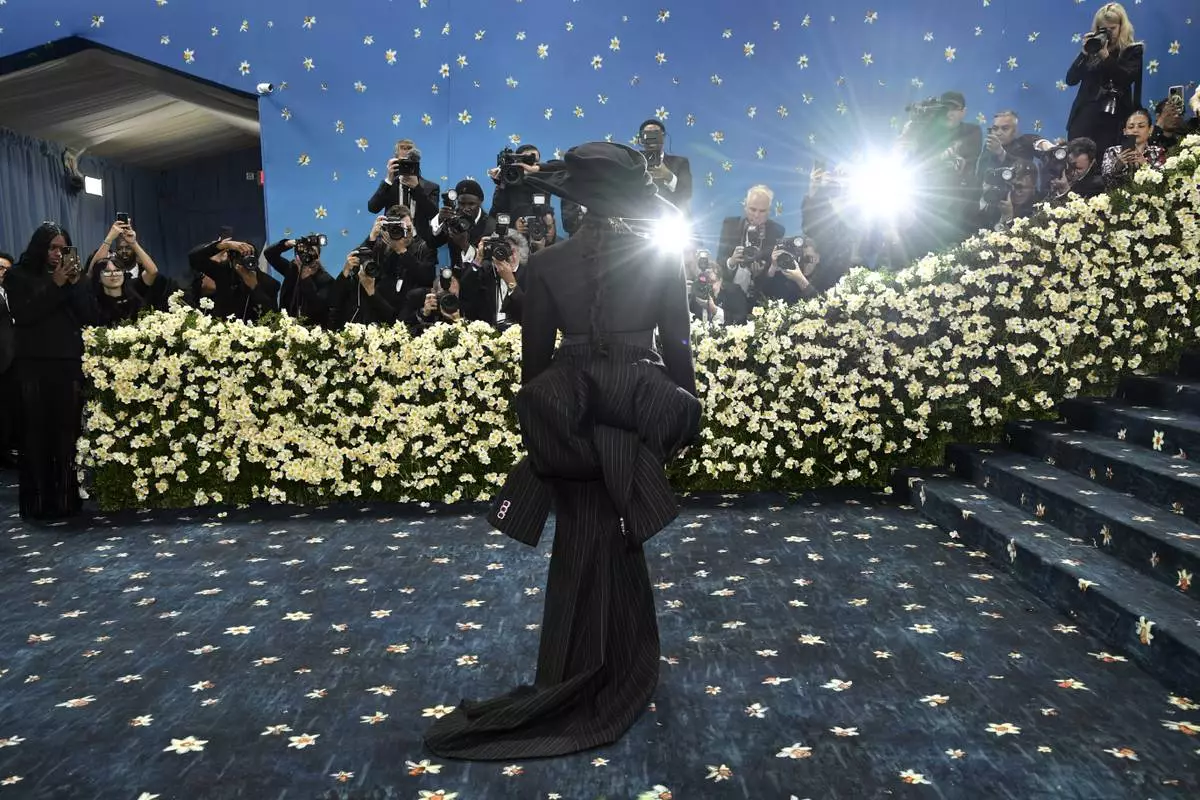 Rihanna attends The Metropolitan Museum of Art's Costume Institute benefit gala celebrating the opening of the "Superfine: Tailoring Black Style" exhibition on Monday, May 5, 2025, in New York. (Photo by Evan Agostini/Invision/AP)