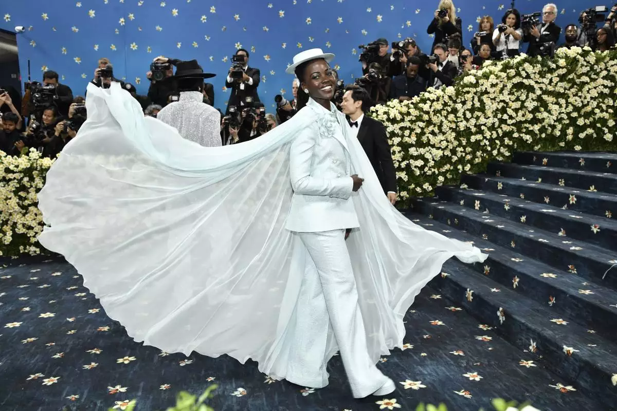 Lupita Nyong'o attends The Metropolitan Museum of Art's Costume Institute benefit gala celebrating the opening of the "Superfine: Tailoring Black Style" exhibition on Monday, May 5, 2025, in New York. (Photo by Evan Agostini/Invision/AP)