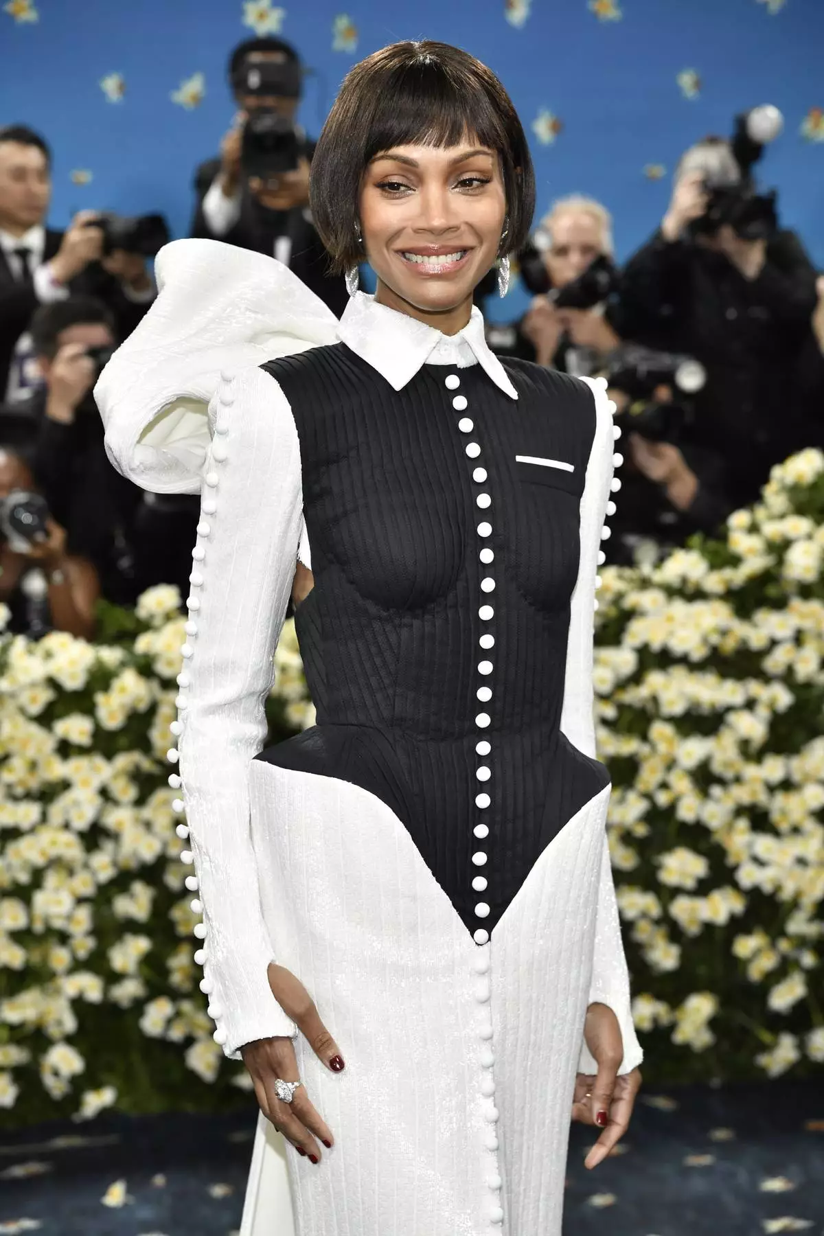 Zoe Saldana attends The Metropolitan Museum of Art's Costume Institute benefit gala celebrating the opening of the "Superfine: Tailoring Black Style" exhibition on Monday, May 5, 2025, in New York. (Photo by Evan Agostini/Invision/AP)